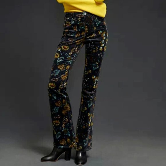 Anthropologie Pilcro 33 NWT The Icon Flare Low-Rise Jeans Pants Floral Cords